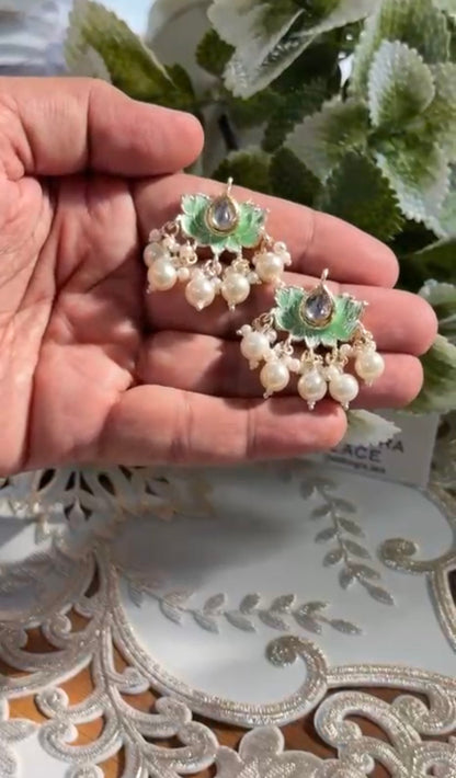 Beautiful Pearl Work Minakari Hanging Button (1 pair) 220826