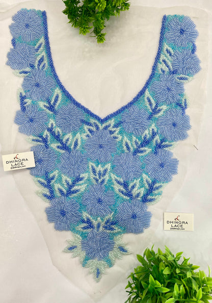 Beautiful Net Based Handwork Neck Patches Length 16 Inches Width 11.5 Inches (1 Piece) 100726