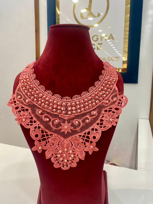 Beautiful Organza Based Pearl Work Guipure Neck 040426/100426