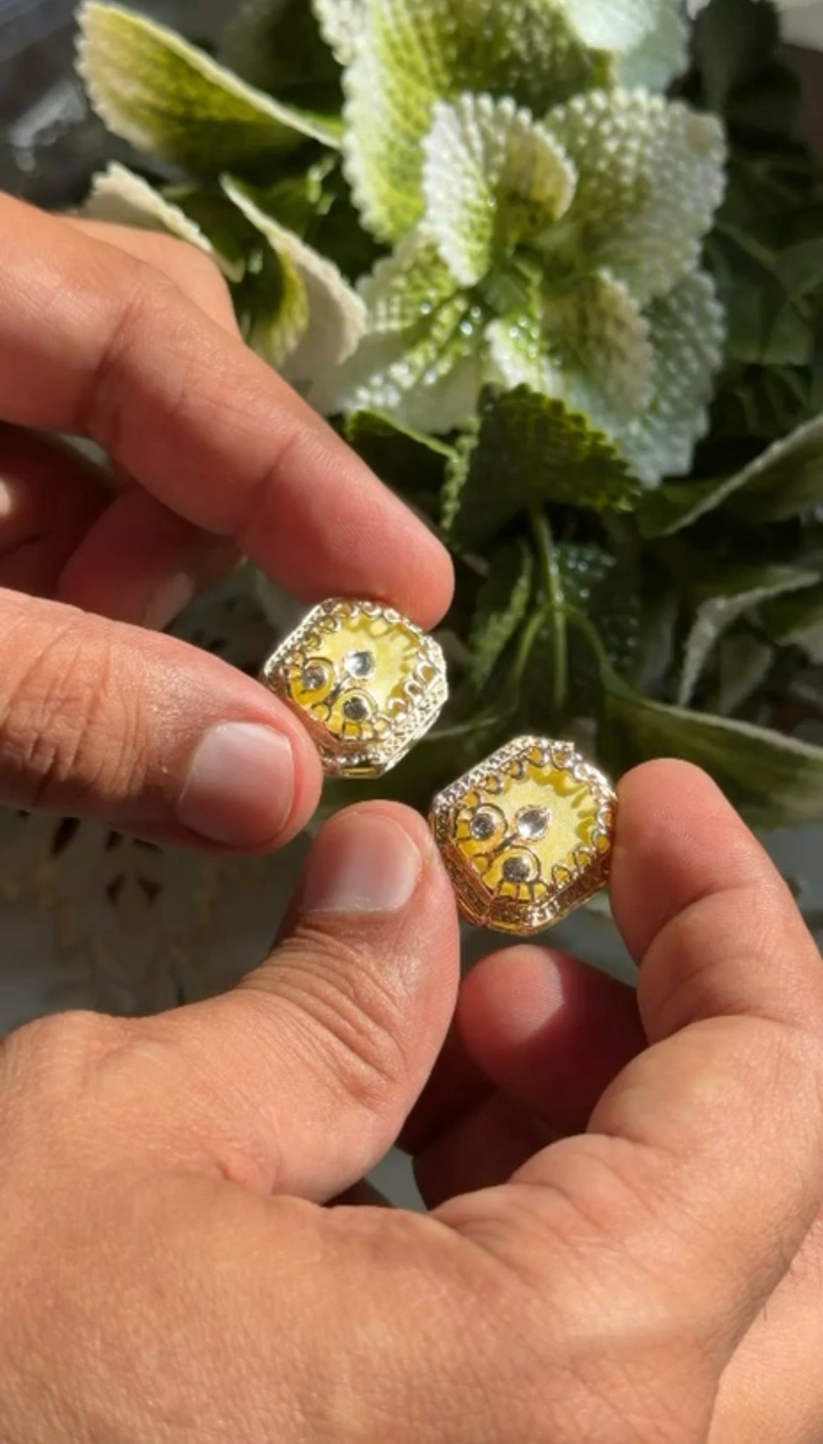 Beautiful Zarkan Work Marble Look Button 1 Pair(2 pieces) 260826
