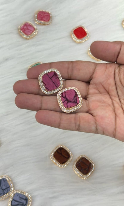 Beautiful Metal Based Marble Print Buttons (1 Pair) 220726