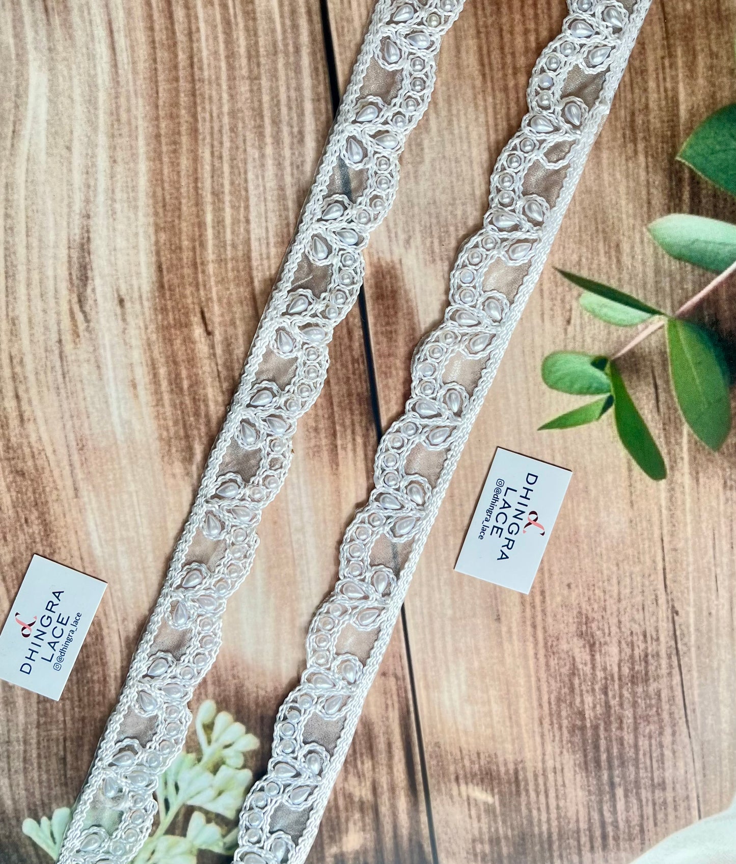 Beautiful Organza Based Thread And Pearl Work Lace 171125