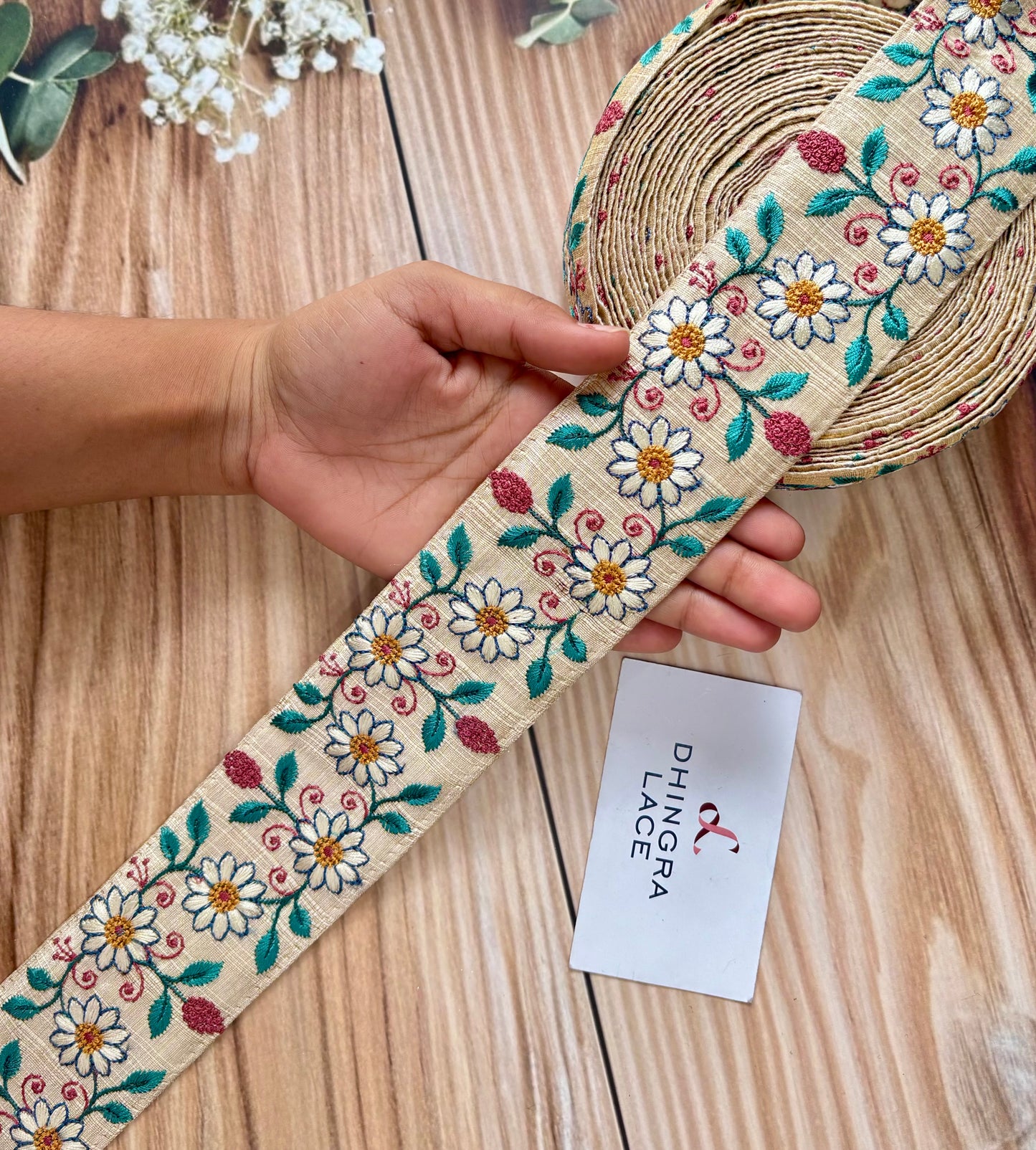 Beautiful Silk Based Thread Work Lace 040725