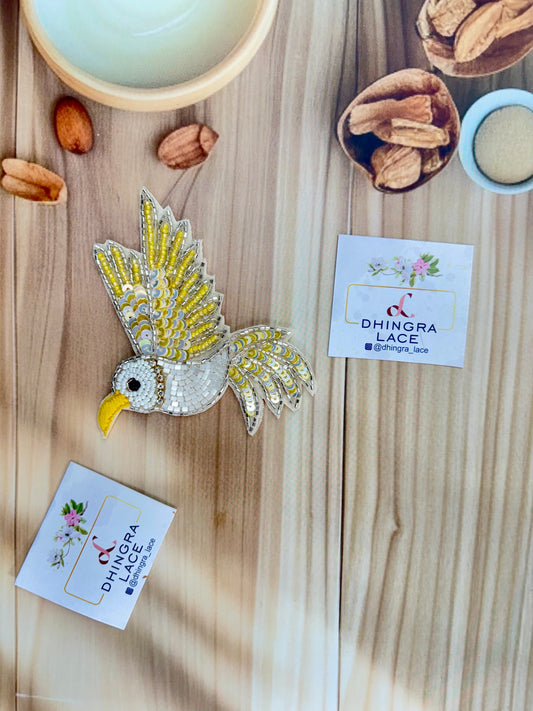 Beautiful Handwork Bird Patch Right Yellow 071025