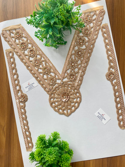 Beautiful Cutpipe And Sequence Work Zardozi Neck With Sleeves 280126
