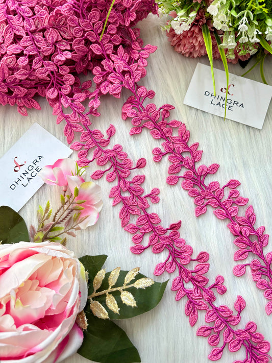 Beautiful Guipure Leaf Lace Pink 120625