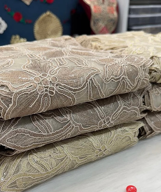 Beautiful Organza Based Lace Gold 3 Yards (2.7 Meters) 280226