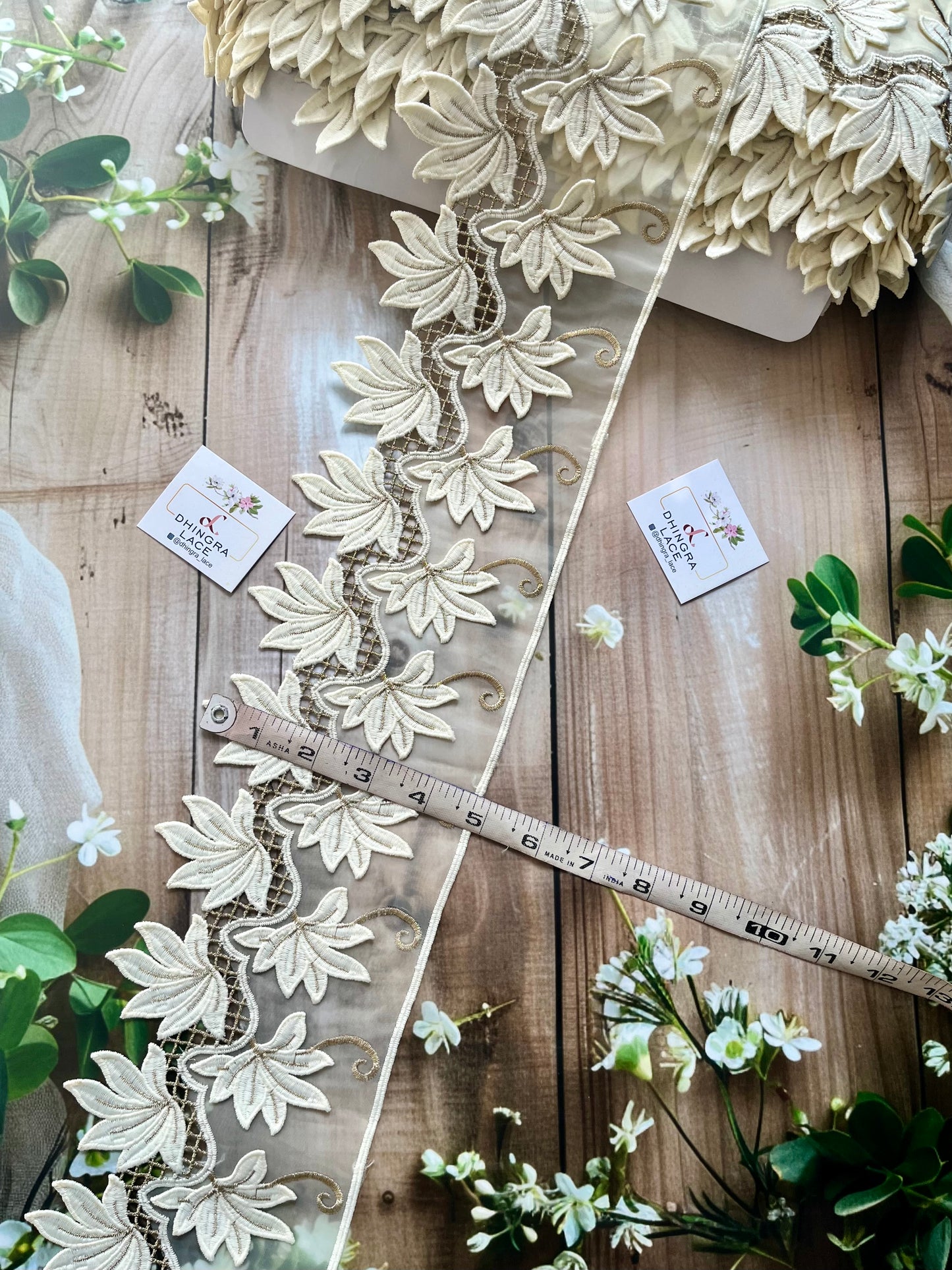 Beautiful Organza Based Threadwork Lace Off White 090825