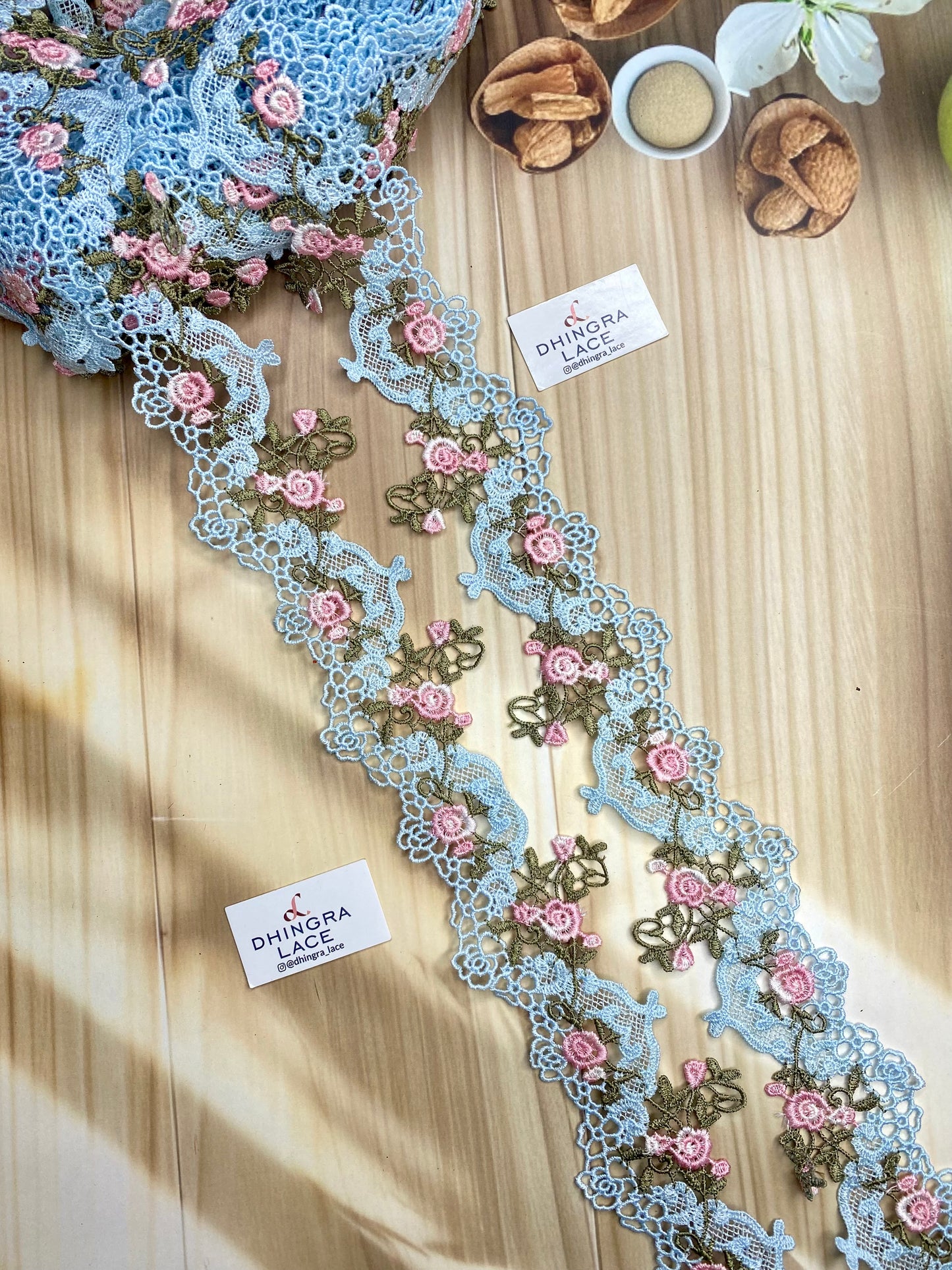 Beautiful Sky Blue Multi Guipure 2 Inches Broad Lace 160126 (3 Meters)