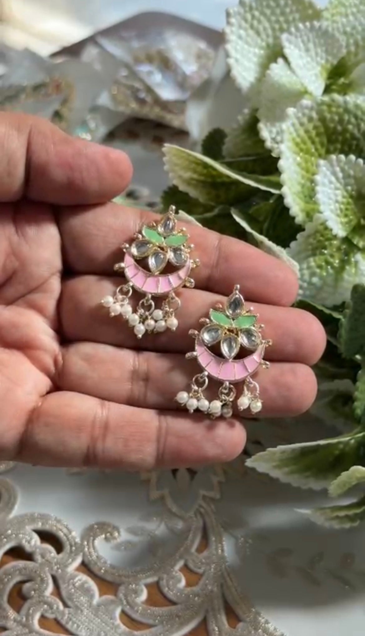 Beautiful Minakari Multicolour Hanging Button (1 Pair) 270826