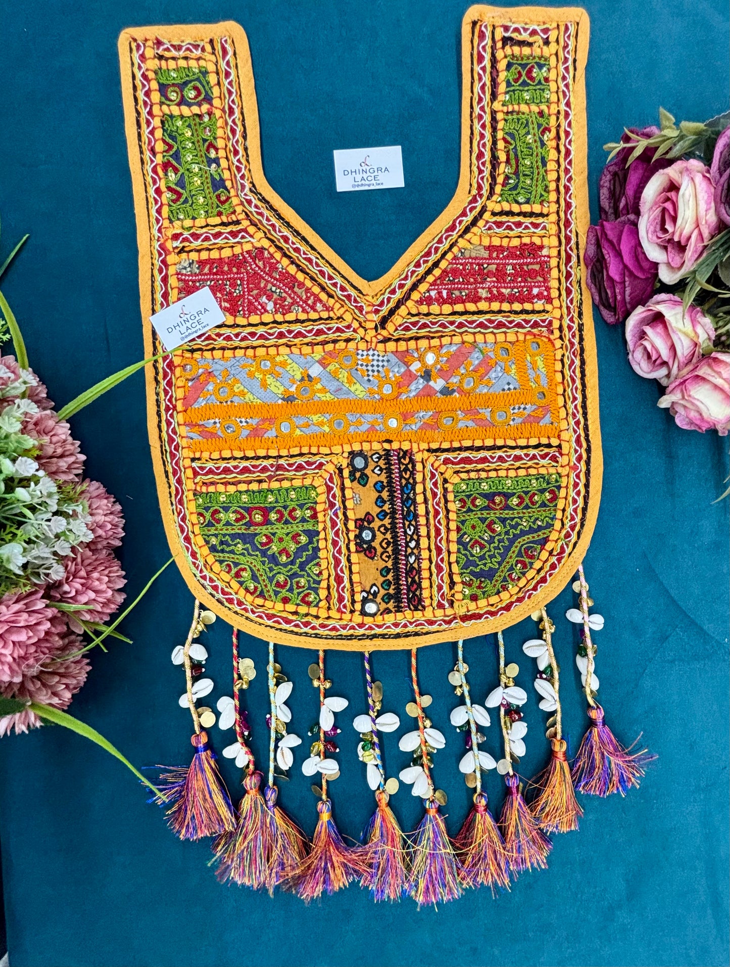 Beautiful Multicolour Mirror Work Hanging Neck Patches (1 Piece) 110826