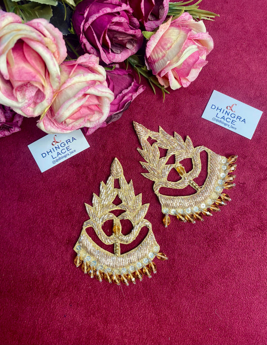 Beautiful Crystal & Sequence Work Patches Gold 271225 ( 1 pair)