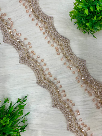 Handwork Scallop Hanging Crystals Lace (3 Meters) 250926