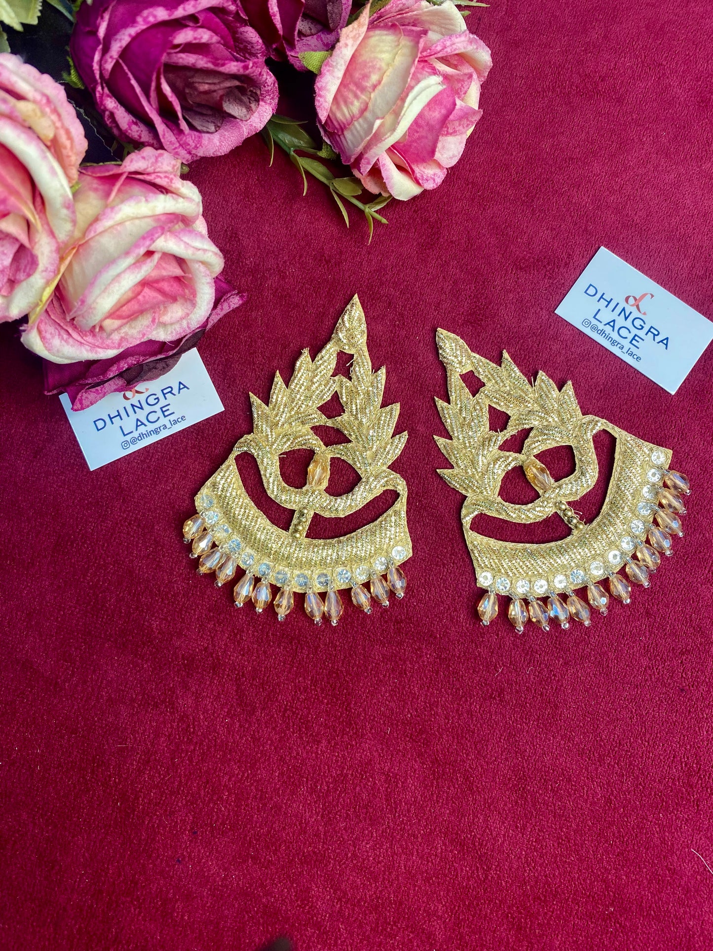 Beautiful Crystal & Sequence Work Patches Gold 271225 (1 Pair)