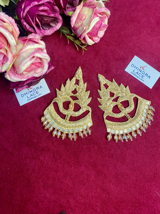 Beautiful Crystal & Sequence Work Patches Gold 271225 (1 Pair)