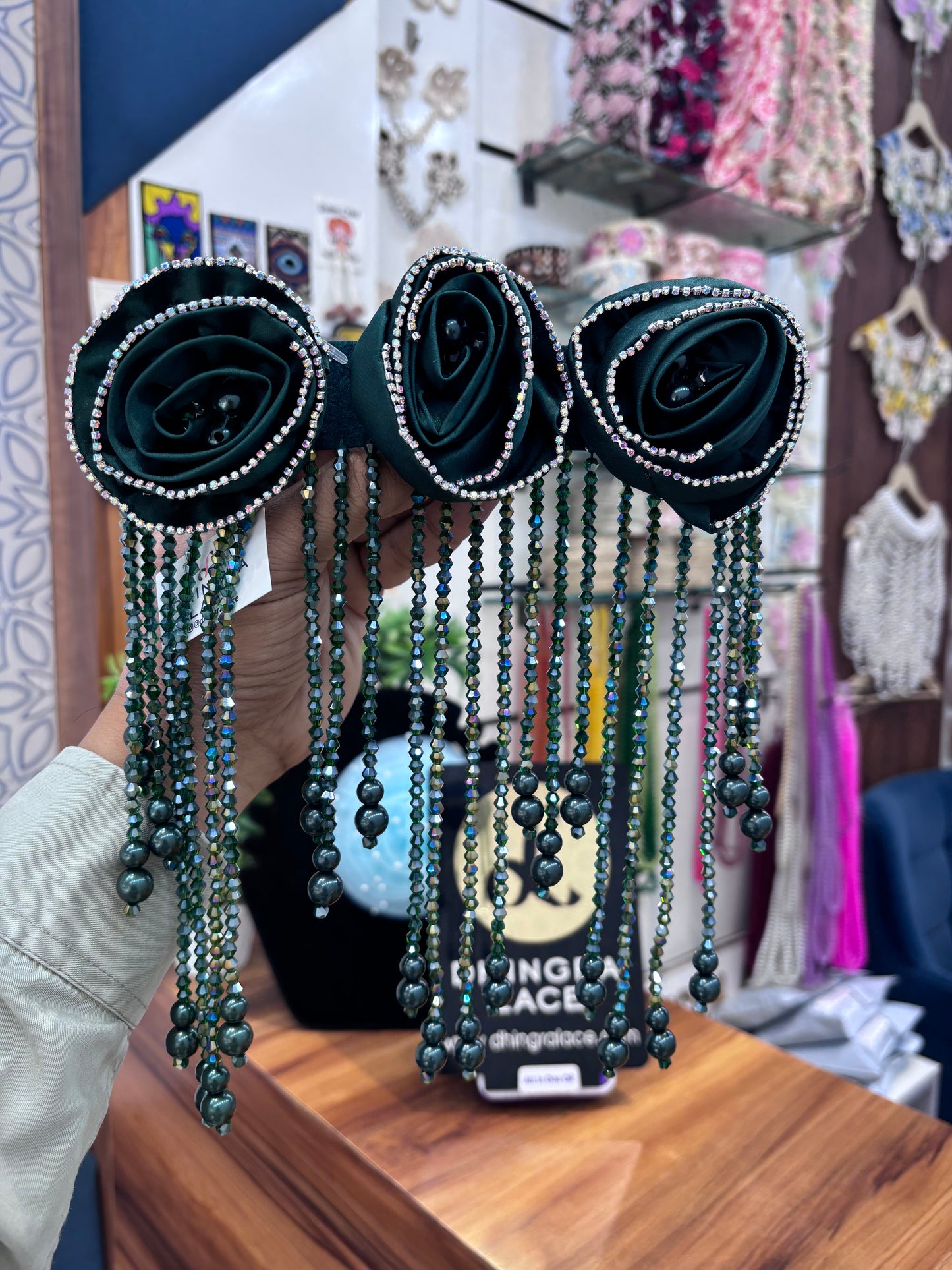 Beautiful Hanging Shoulder/Back Neck Patches Bottle Green 021225