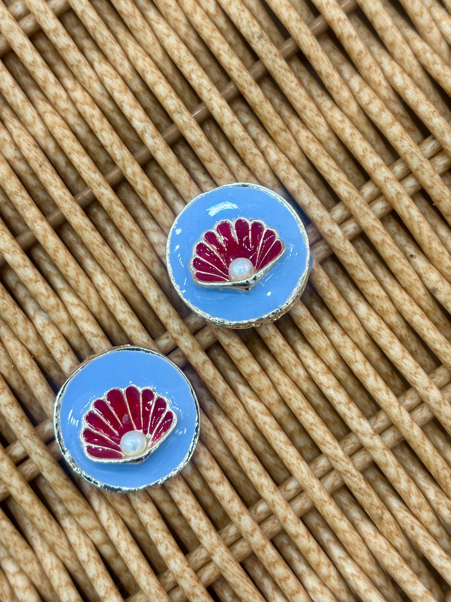 Beautiful Metal Minakari Shell Button (1 Pair 2 piece ) 140626