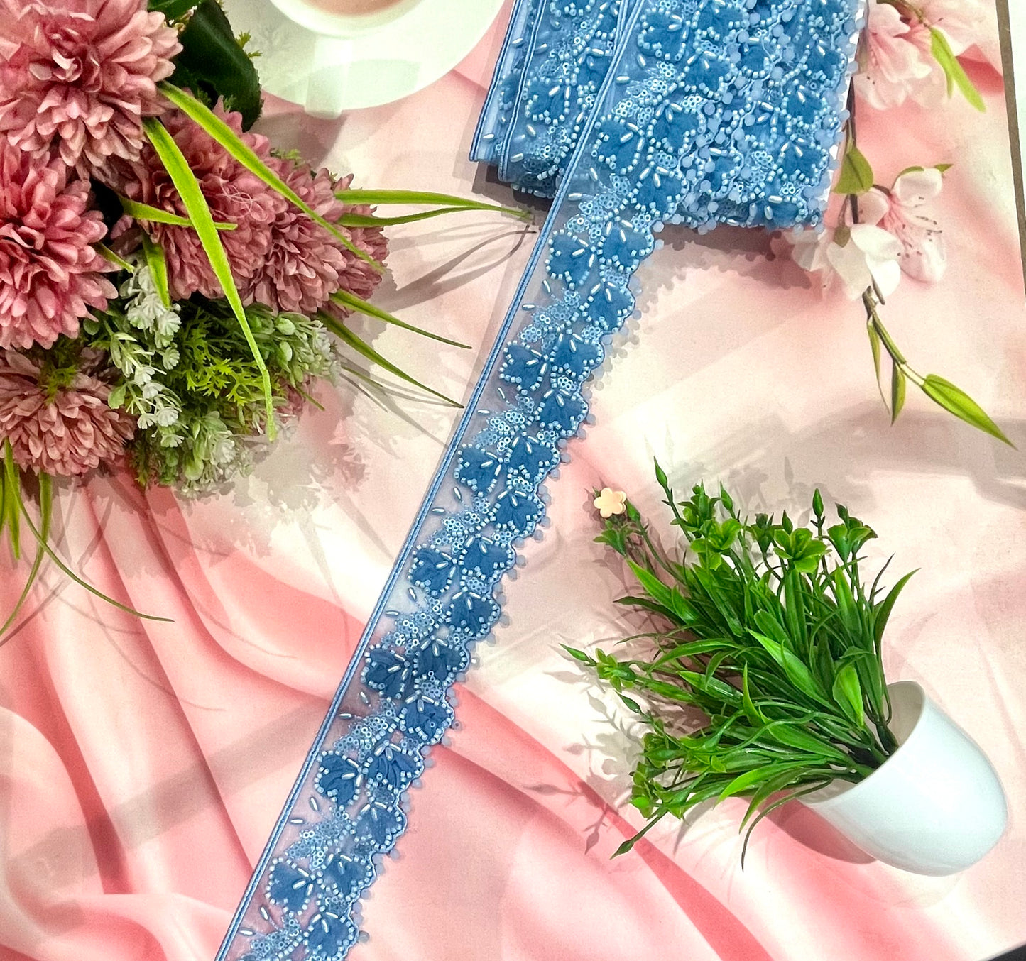 Beautiful Organza Based Handwork Laces (1 Meter) 040726