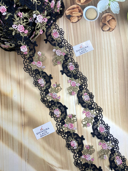 Beautiful Red Multi Guipure 2 Inches Broad Lace 160126 (3 Meters)