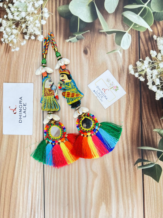 Beautiful Multicolour Gujarati Raja Rani Hanging Pair 250625