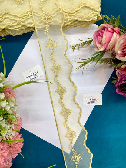 Beautiful Organza Based Scallop Lace (9 Meters) 240726