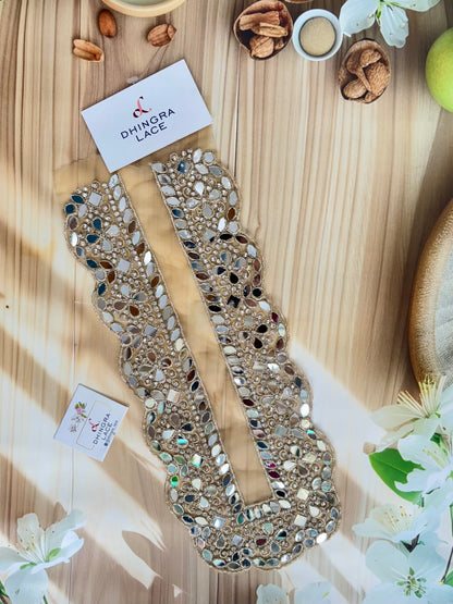 Beautiful Net Based Multicolour Mirror Work Neck 130725