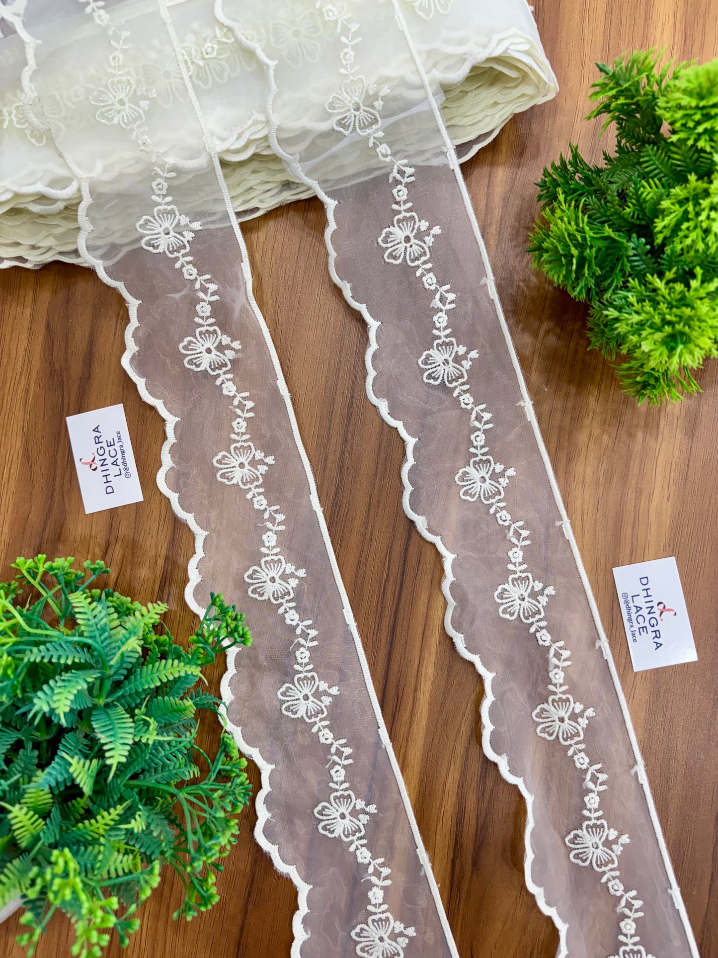 Beautiful Organza Based Scallop Lace Medium Black(9 Meters) 020526