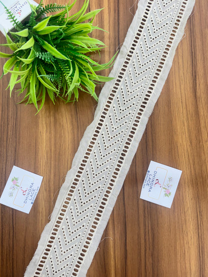 Beautiful Pure Cotton Hakoba Lace Off White Medium W 3 Inches (3 Meters )140426