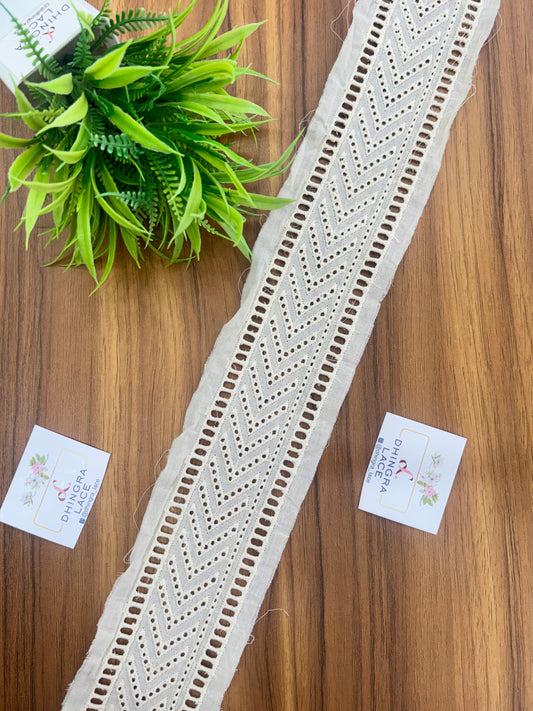 Beautiful Pure Cotton Hakoba Lace Off White Medium W 3 Inches (3 Meters )140426