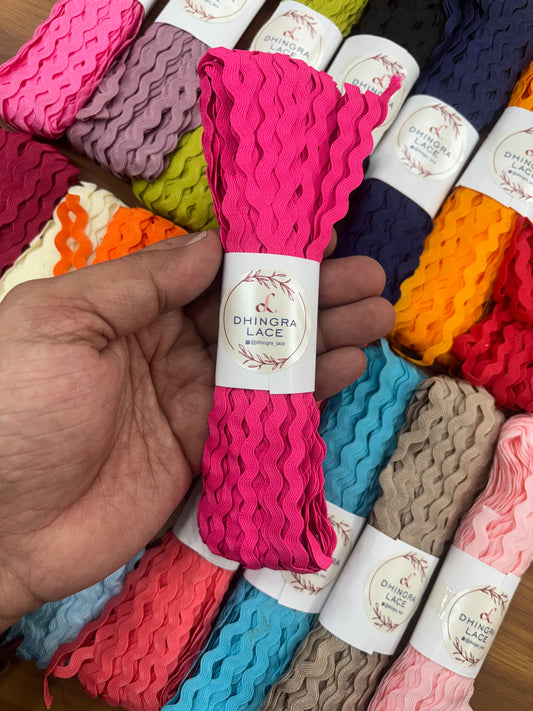 Beautiful Guipure Zigzag Ricric Lace Magenta 25 Yards(22 Meters) 200226