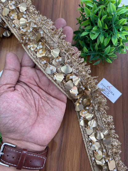 Jhalmuri Lace Hanging Seqins Shells & Scrumble Kiran 1.5 Meters 300426
