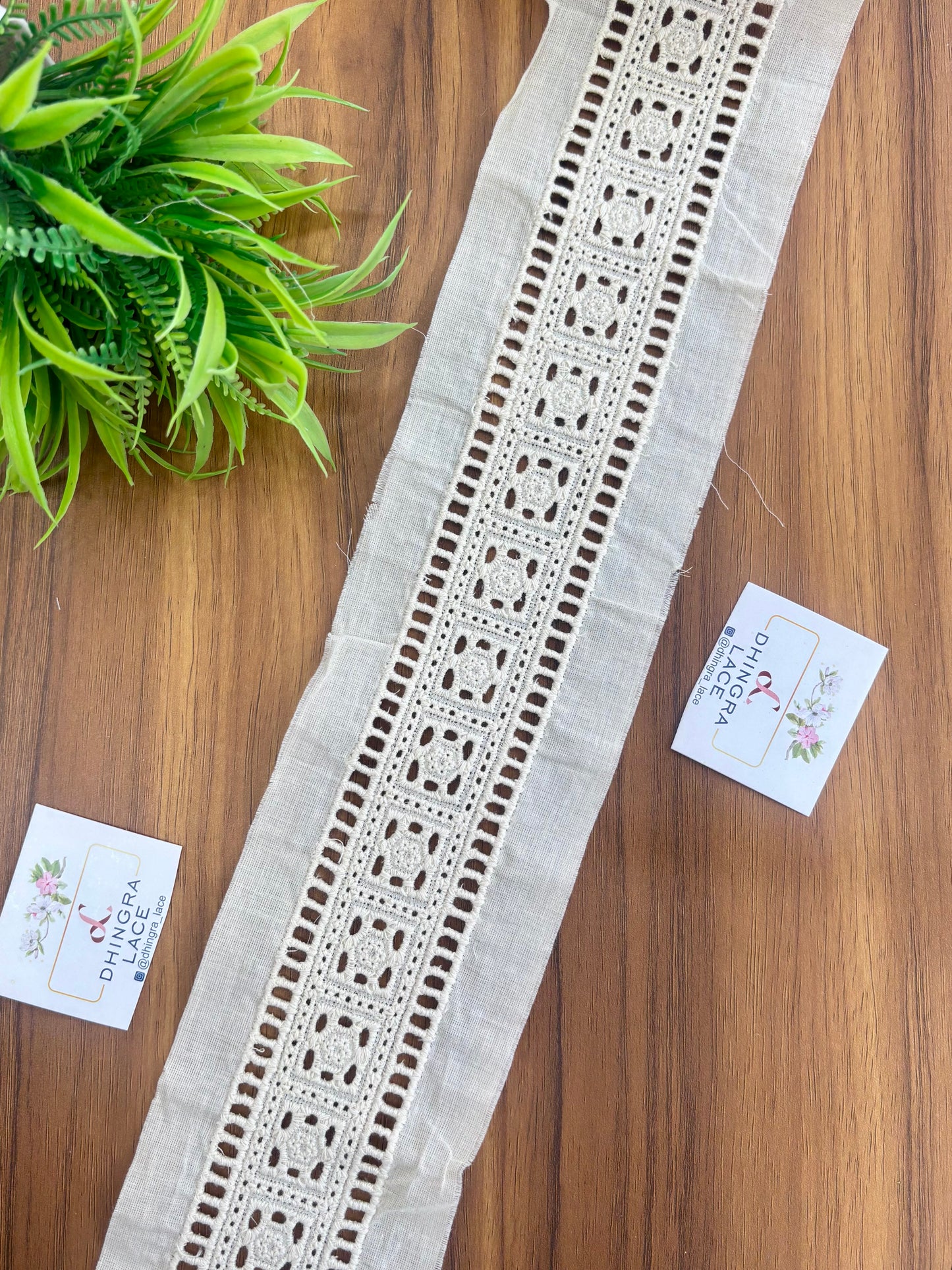 Beautiful Pure Cotton Hakoba Lace Off White Medium W 3.5 Inches (3 Meters )140426