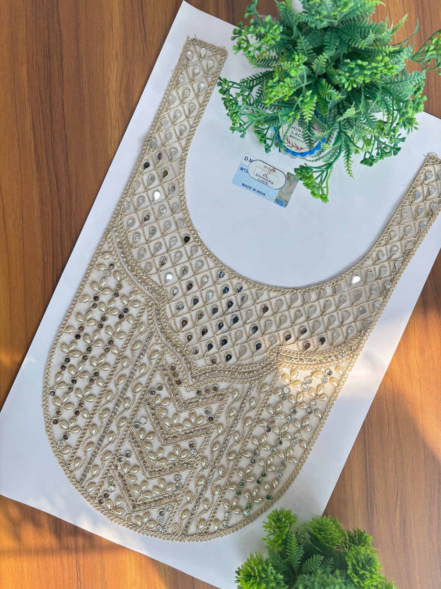 Beautiful Mirror Pearls And Zarkan Work Neck Patch 200126