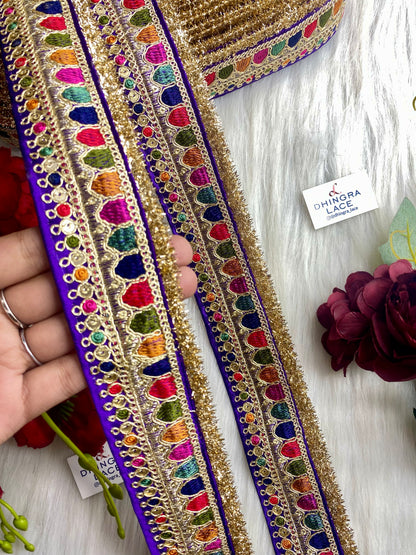 Beautiful Royal Blue Multi Sabyasachi 2 Inches Broad Lace 9 Meters 050126