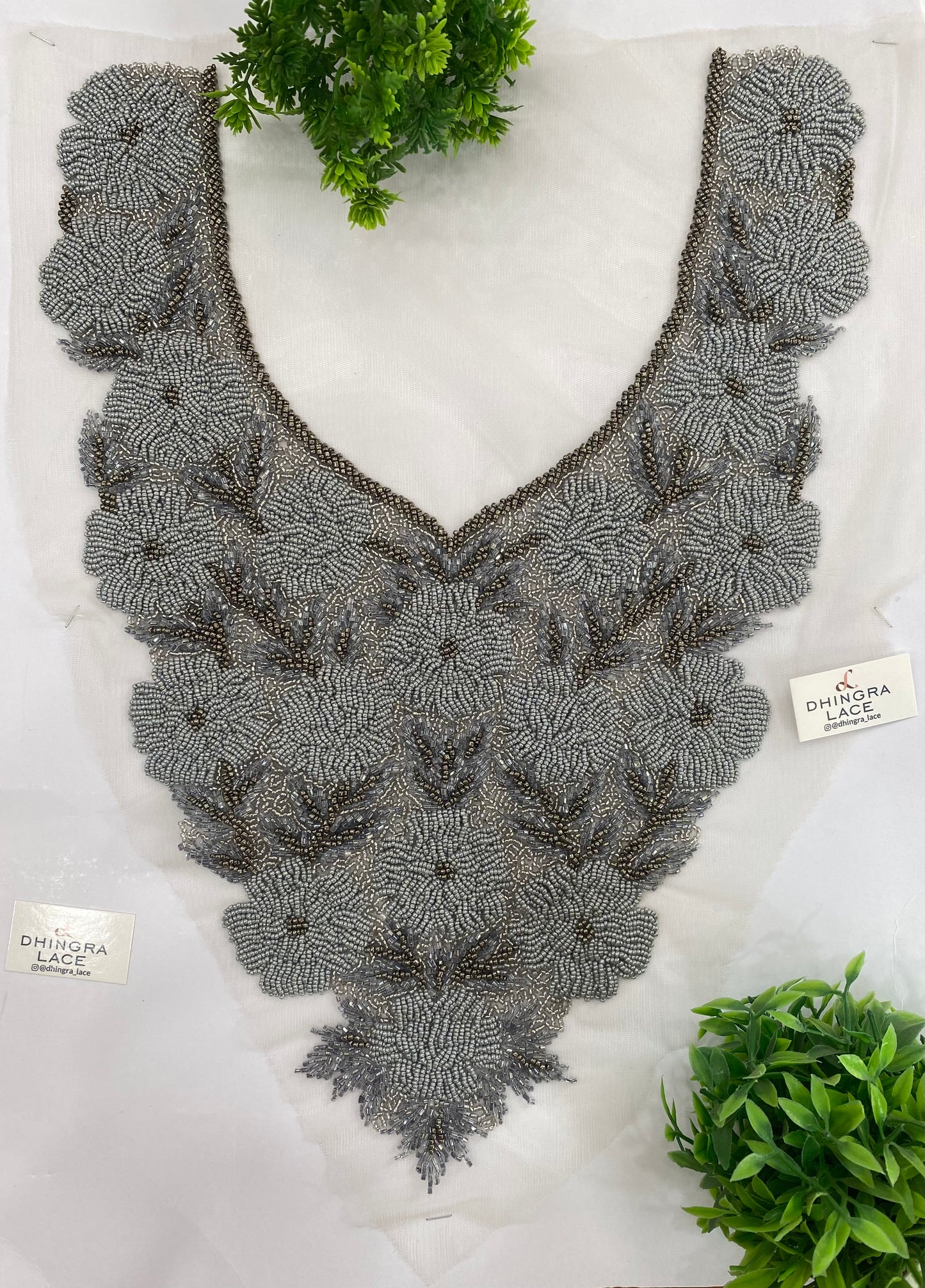 Beautiful Net Based Handwork Neck Patches Length 16 Inches Width 11.5 Inches (1 Piece) 100726