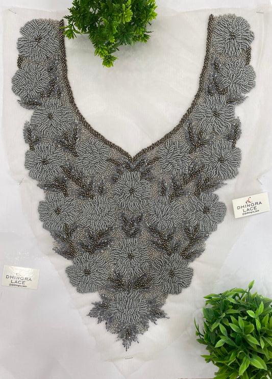 Beautiful Net Based Handwork Neck Patches Length 16 Inches Width 11.5 Inches (1 Piece) 100726
