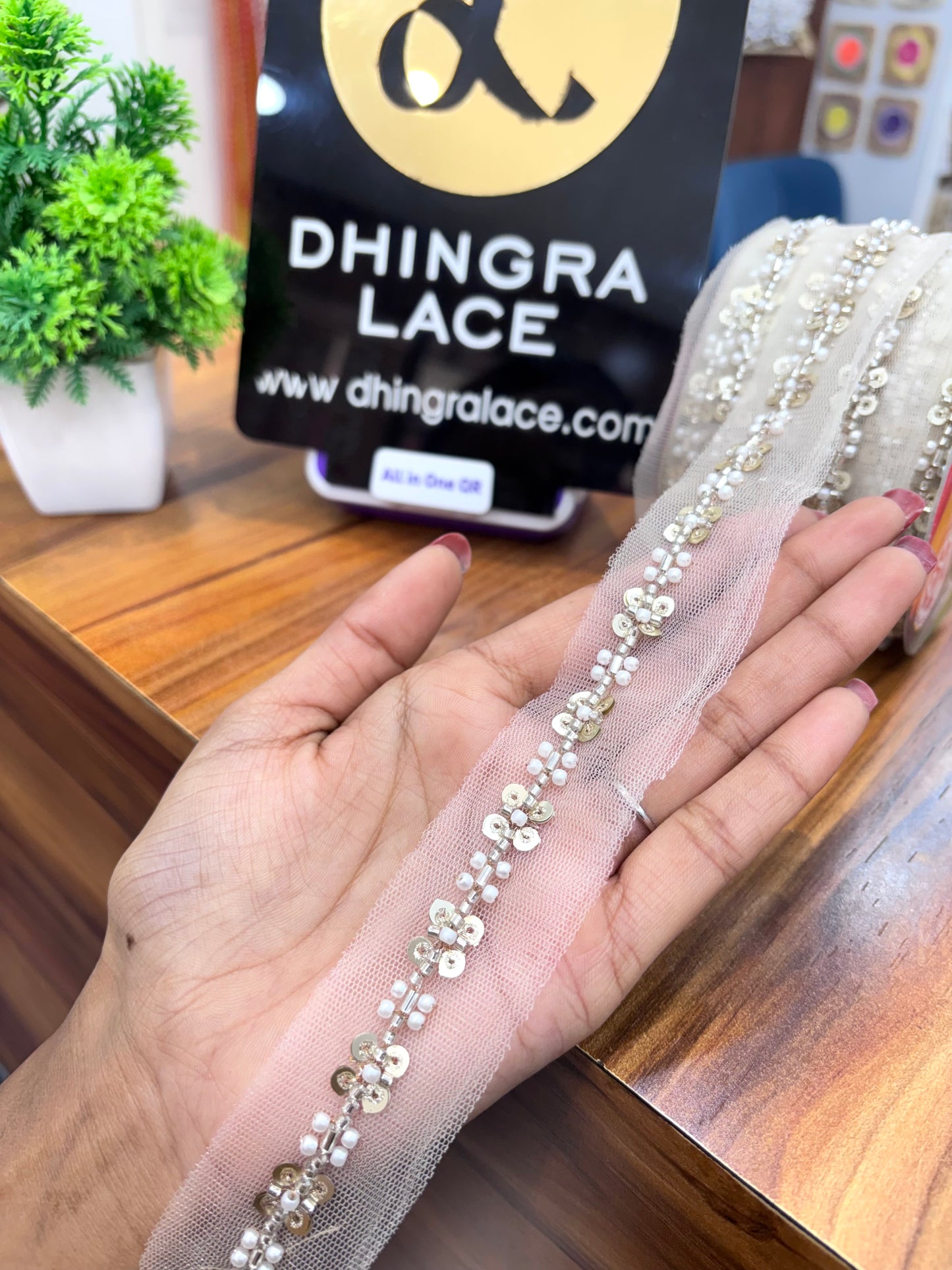 Beautiful Net Based Cutdana Work Lace 201125