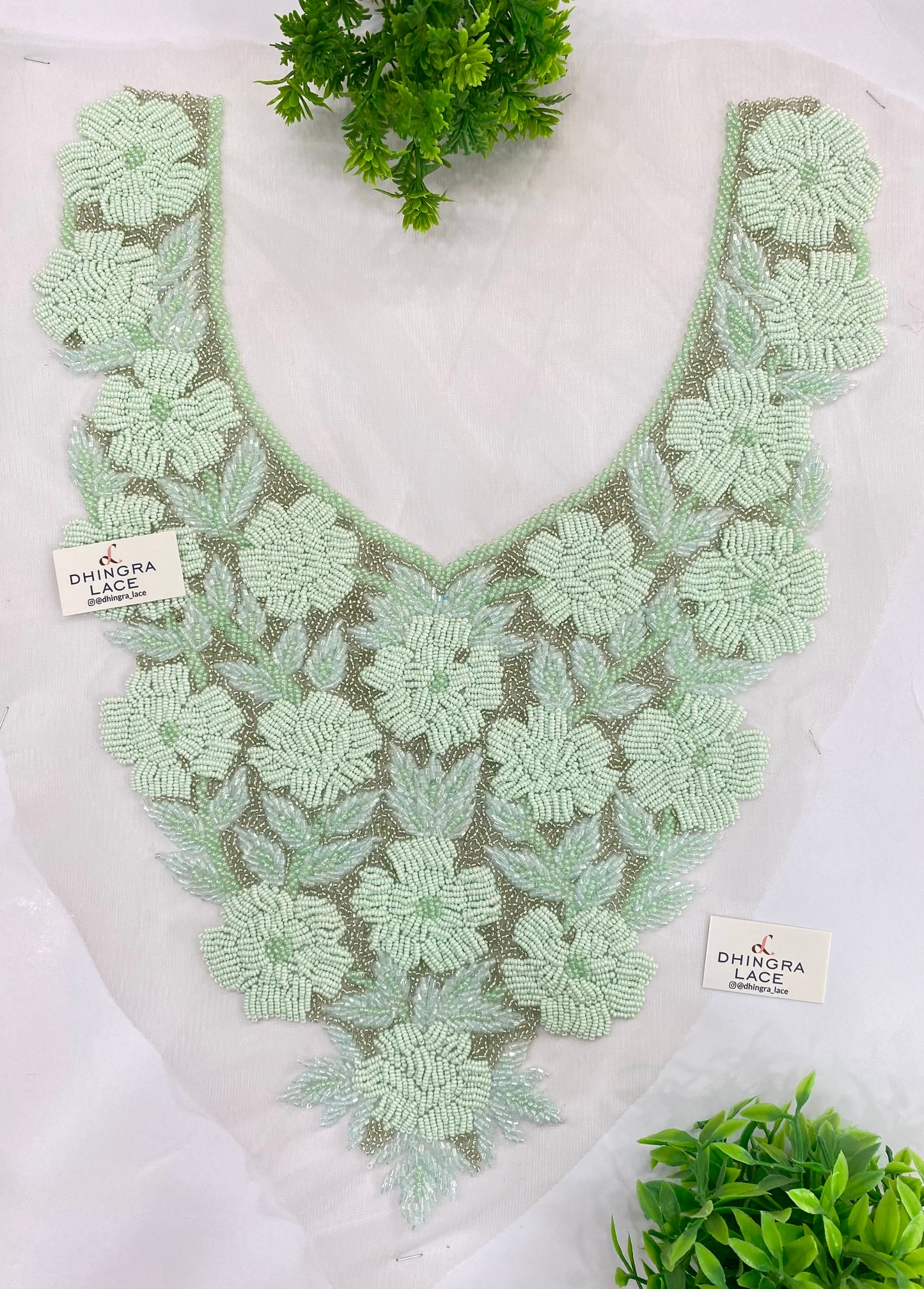 Beautiful Net Based Handwork Neck Patches Length 16 Inches Width 11.5 Inches (1 Piece) 100726