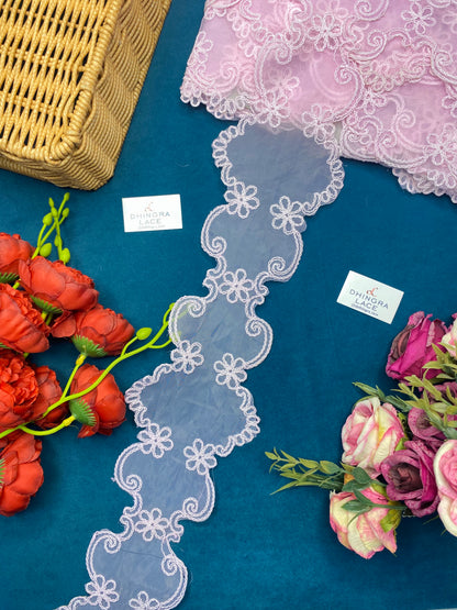 Beautiful Organza Based Scallop Lace (1 Meter) 060626