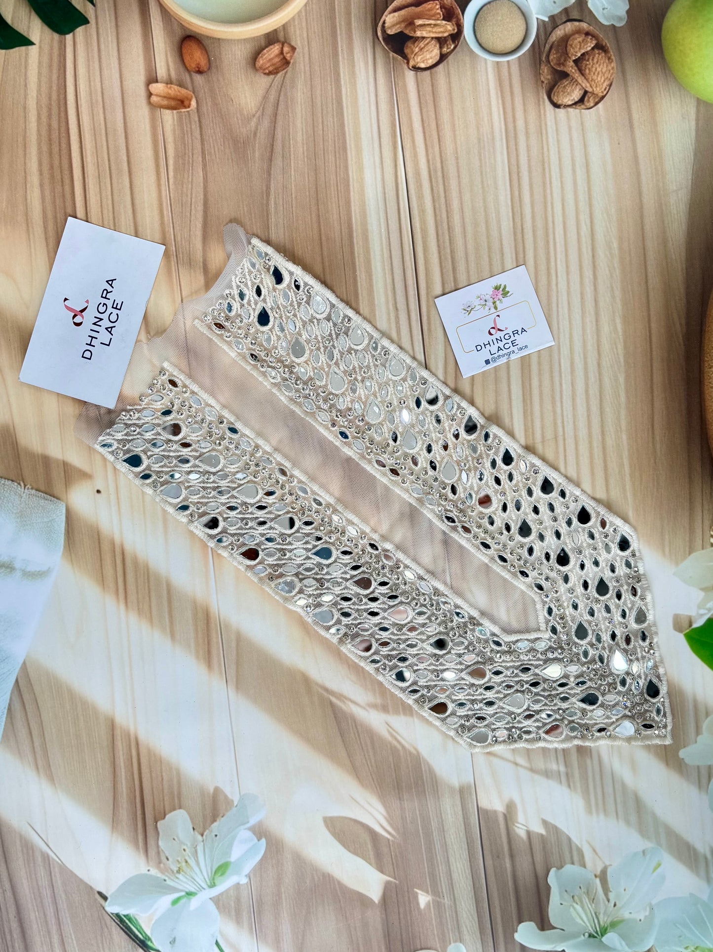 Beautiful Net Based Mirror Work Neck 130725