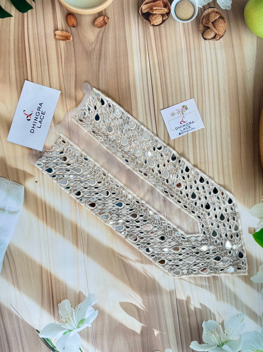 Beautiful Net Based Mirror Work Neck 130725