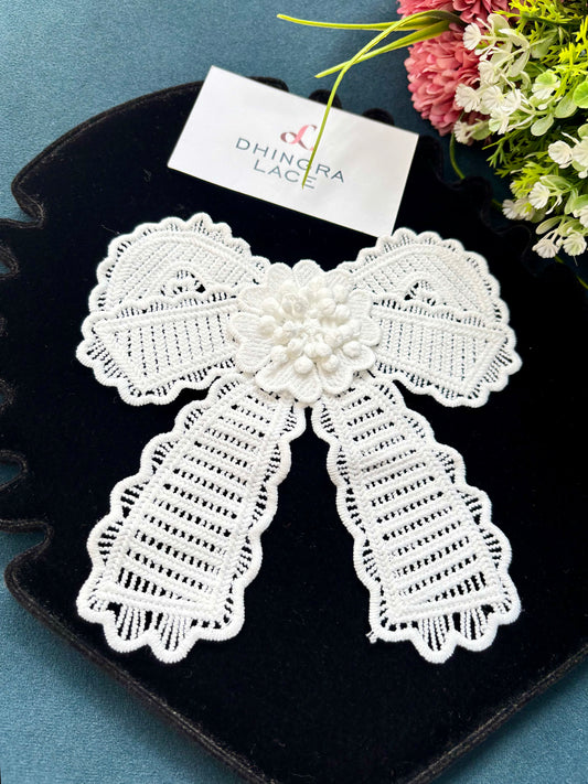 Beautiful Crochet Bow Patch White 310525