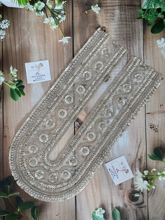 Beautiful Hand Work Kurta Patti Neck Patch Light Gold 231225