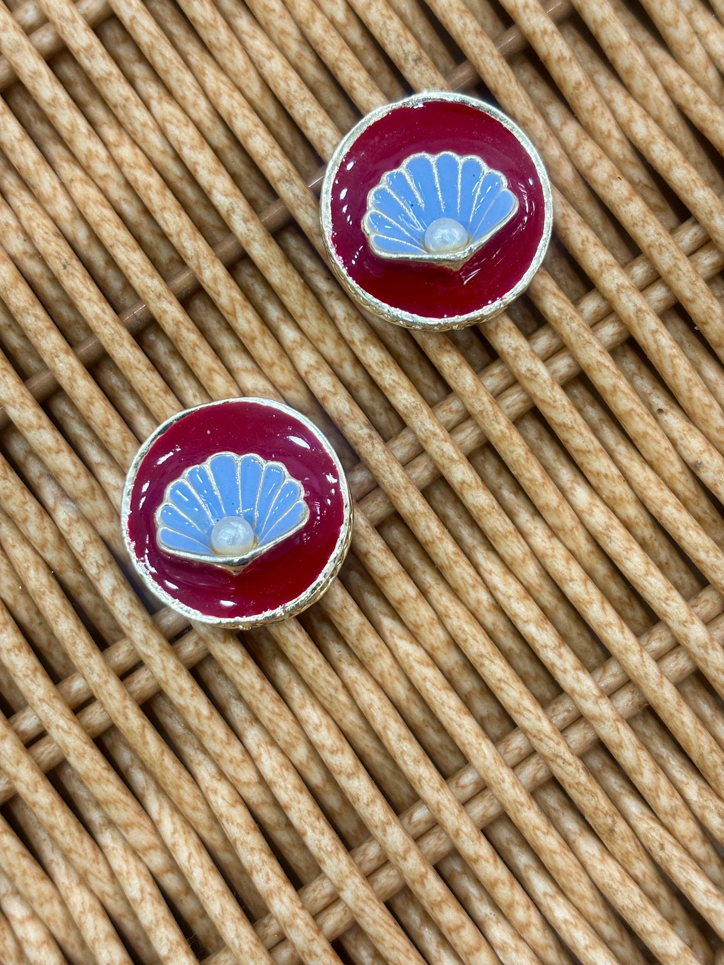 Beautiful Metal Minakari Shell Button (1 Pair 2 piece ) 140626