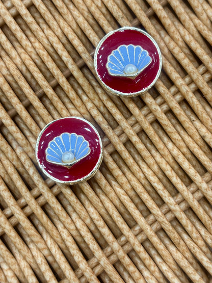 Beautiful Metal Minakari Shell Button (1 Pair 2 piece ) 140626