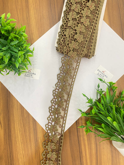 Beautiful Net Based Zari Work Guipure Lace (1 Meter) 090626