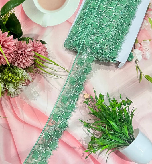 Beautiful Organza Based Handwork Laces (1 Meter) 040726