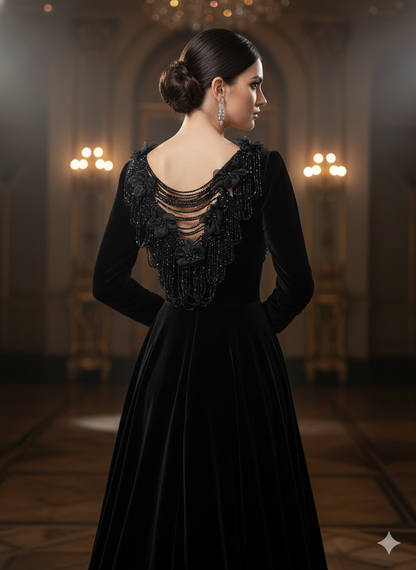 Beautiful Crystal Hanging Shoulder/Back Neck Patches greey 131225