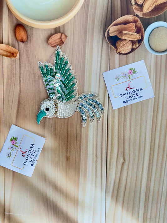 Beautiful Handwork Bird Patch Right Green 071025