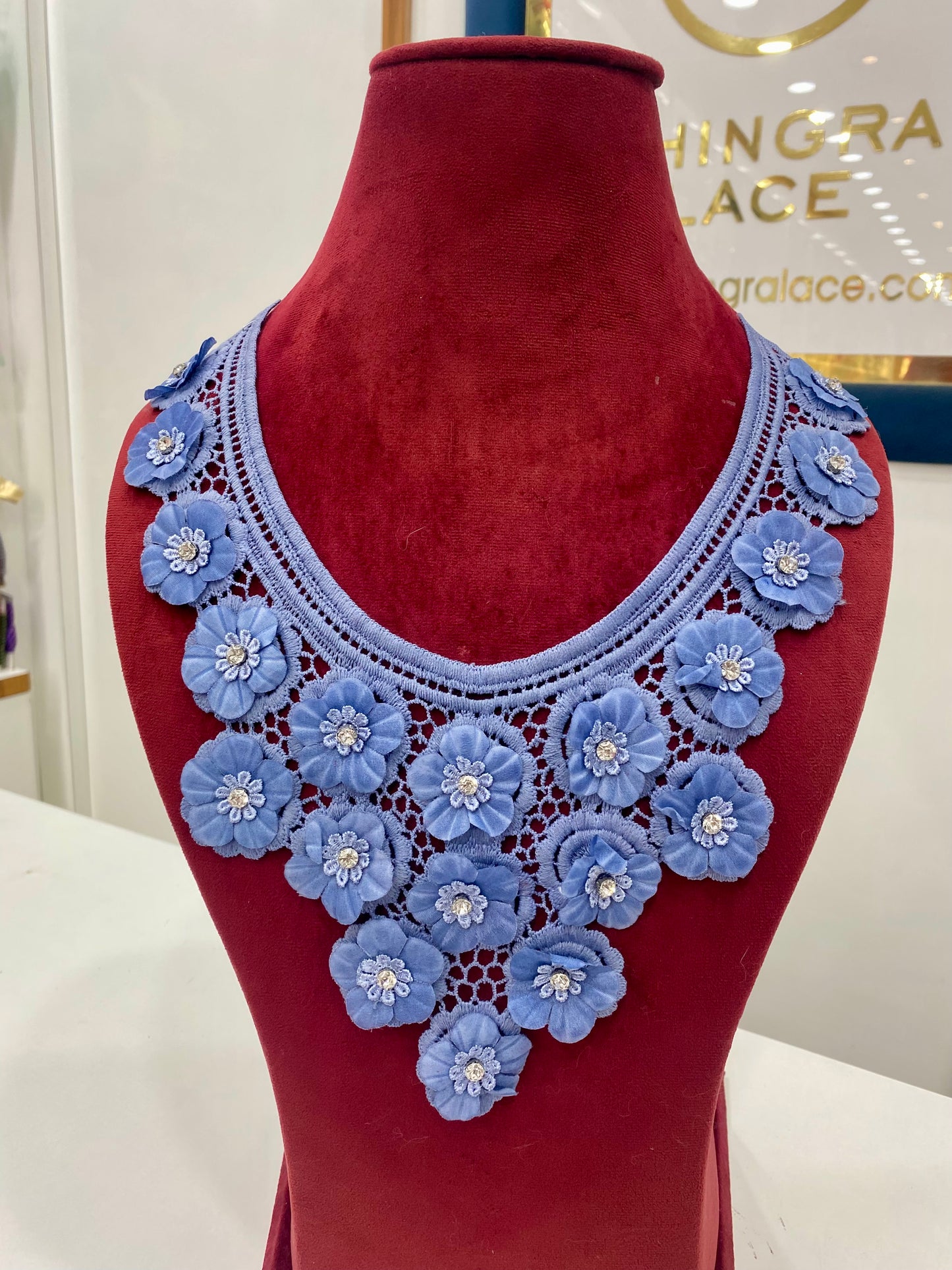 Beautiful Guipure Flower Neck Patch Blue 040426/100426